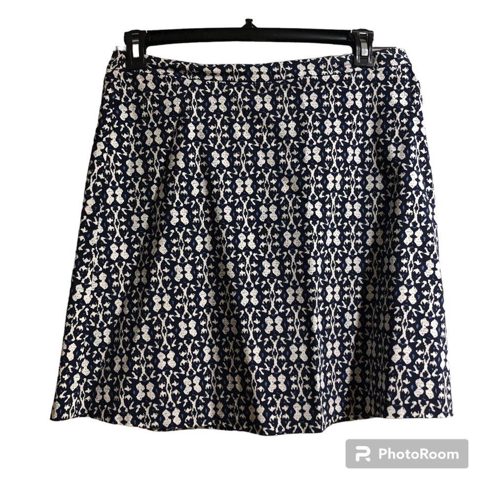 Pencil Skirt Black White Career Office Floral Stretchy Comfortable L